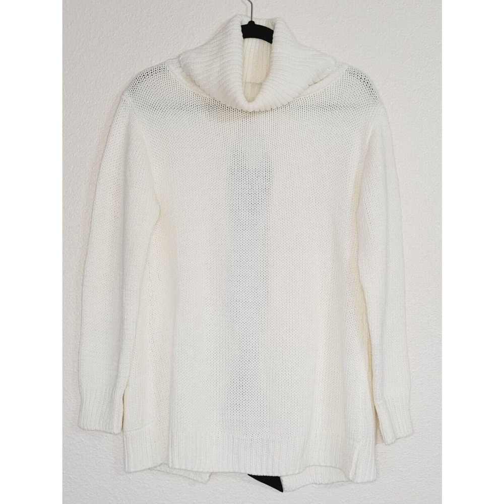 Poof Women's Cream Turtleneck Tie Back‎ Oversized Knit Sweater. Size S